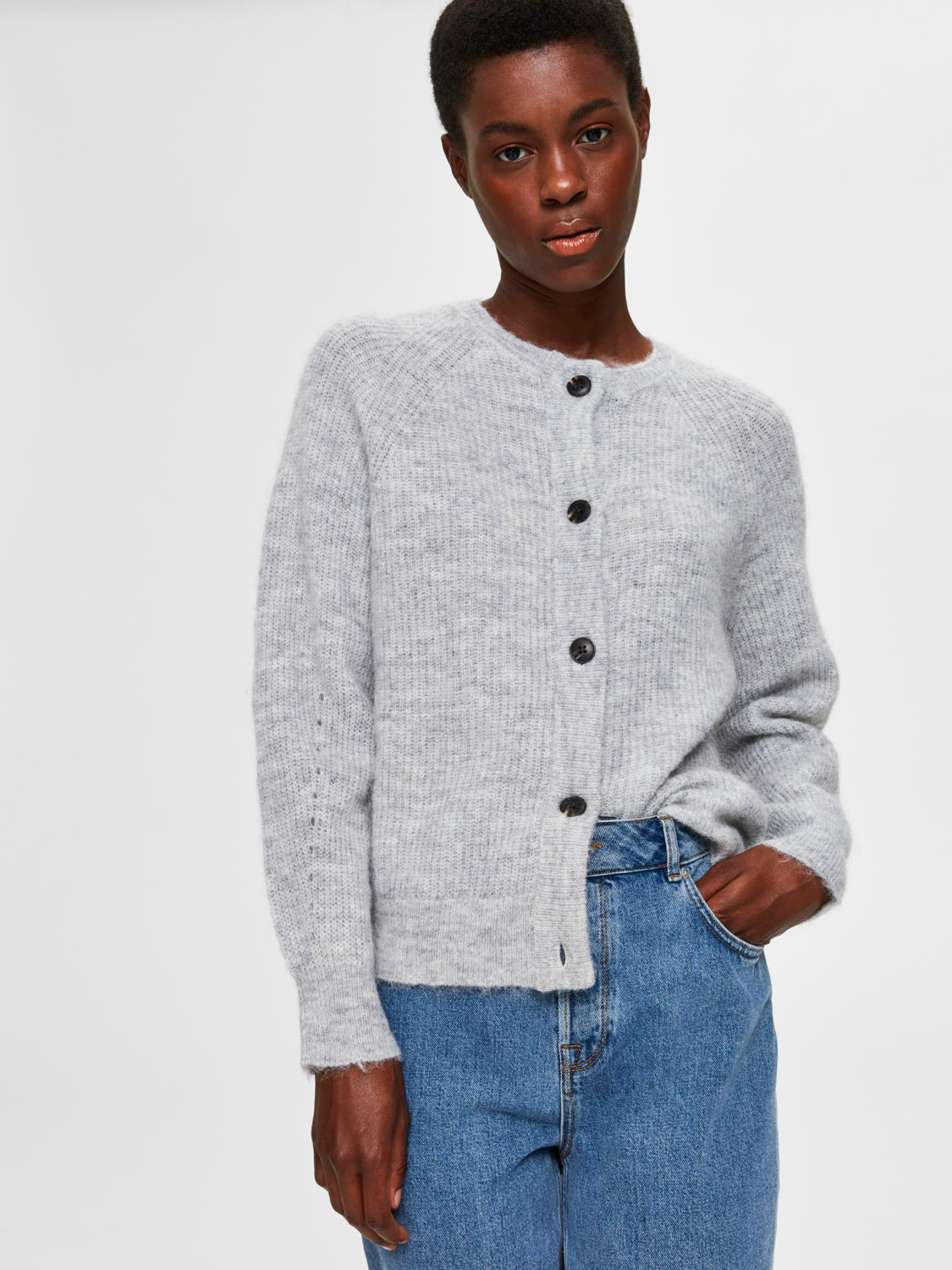 SLFLULU Cardigan - light grey melange